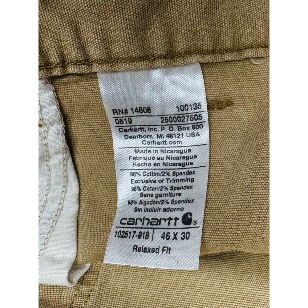 Carhartt Men's Relaxed Fit Mens 46x30 Rugged Flex Tan Brown Canvas Work Pants - Picture 5 of 11
